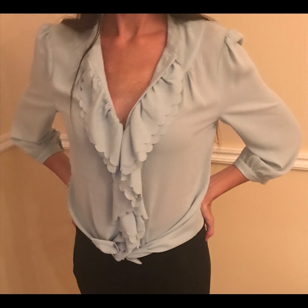 Anthropologie HD in Paris ruffle front blouse 00